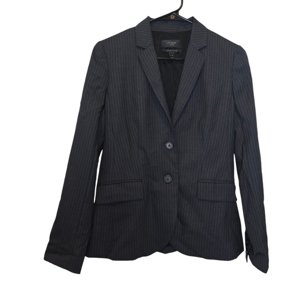 J. Crew Super 120s Pinstripe Wool Blazer Navy Size 2 - Picture 1 of 9